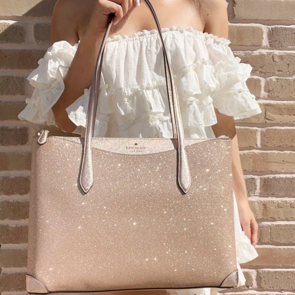 Kate Spade Top Zip Tote Shoulder Bag Glitter - Picture 3 of 8